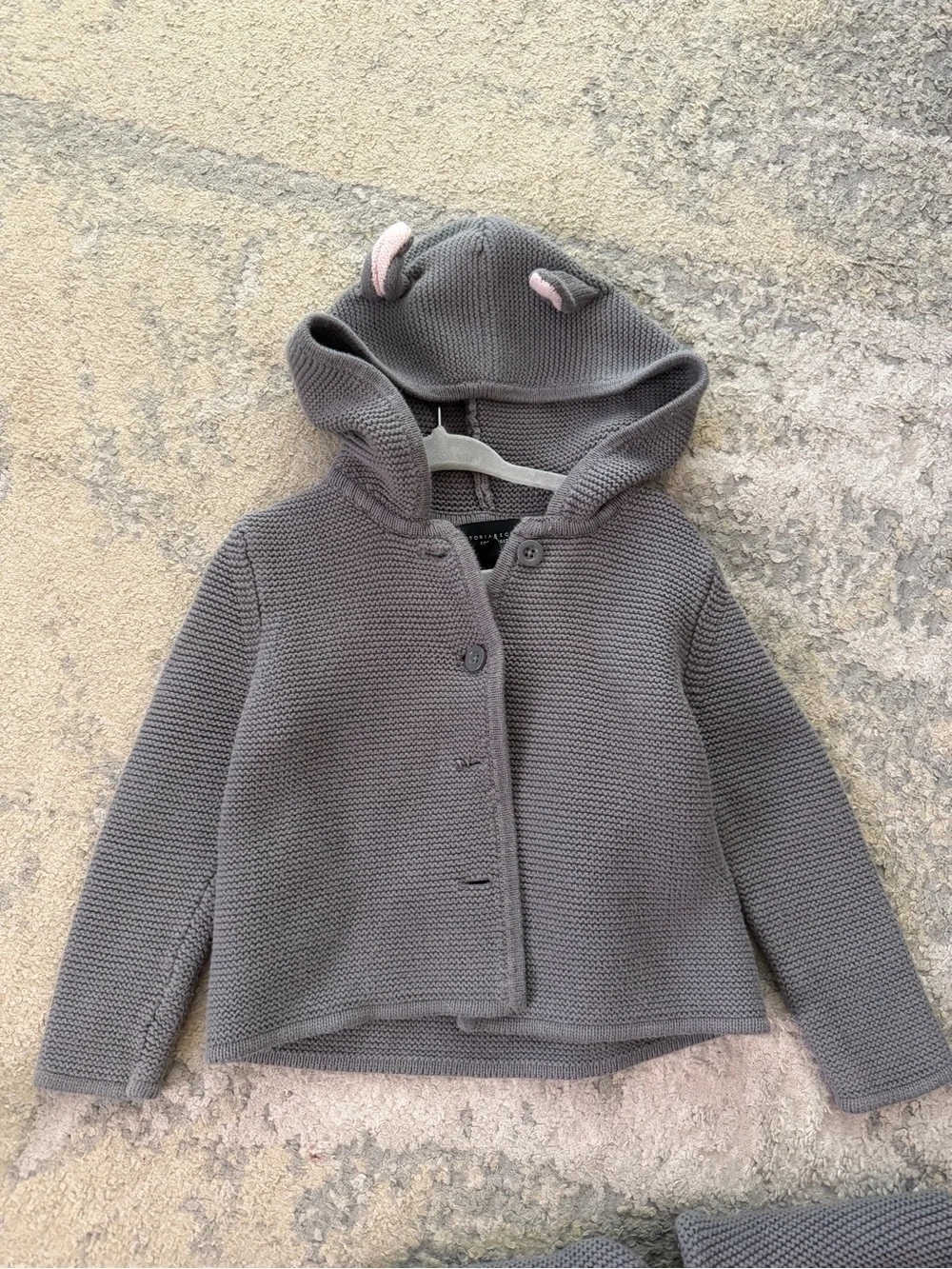 Victoria Beckham Kids Hooded Knit Jacket in Gray